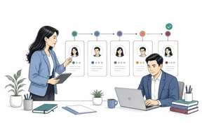 Recruiters reviewing candidate profiles across a hiring pipeline
