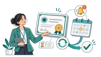 Illustration of certificate issue, validity tracking and renewal reminders