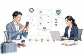 Employee submitting travel bills and expense claims from mobile